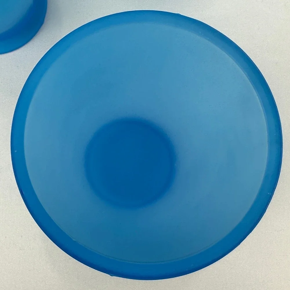 Starbucks‎ Vintage 90s Mod Frosted Blue Teal Footed Glass Tumbler Cup Set of 4